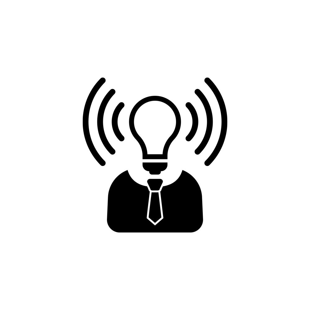 A person with a brilliant light bulb depicting their head